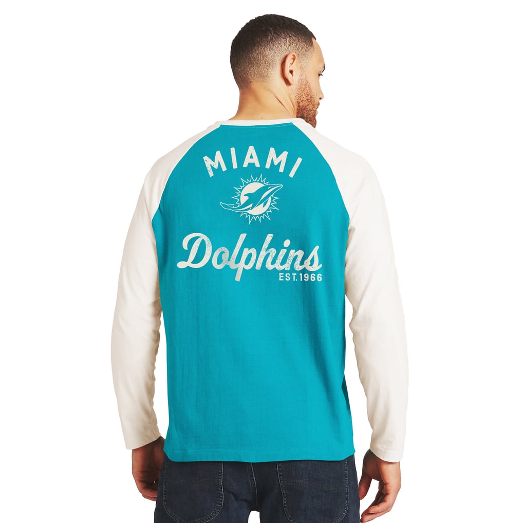 Miami Dolphins Darius Rucker Collection by Fanatics Henley Long Sleeve T-Shirt - Aqua/Cream