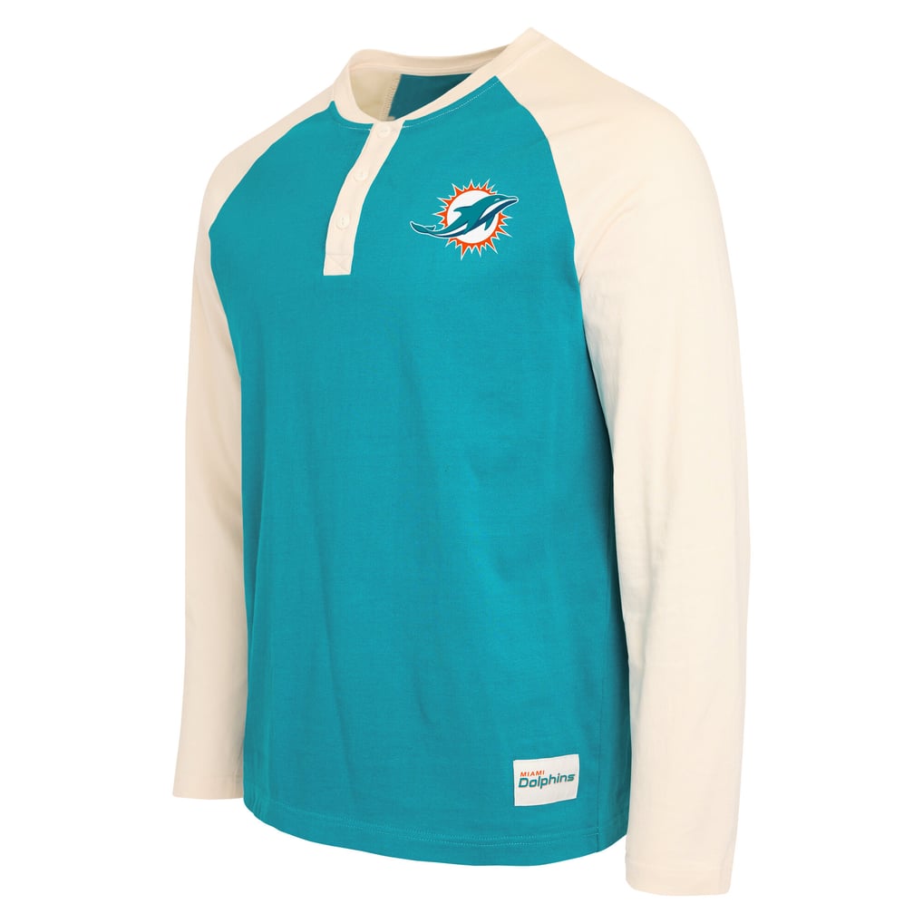 Miami Dolphins Darius Rucker Collection by Fanatics Henley Long Sleeve T-Shirt - Aqua/Cream