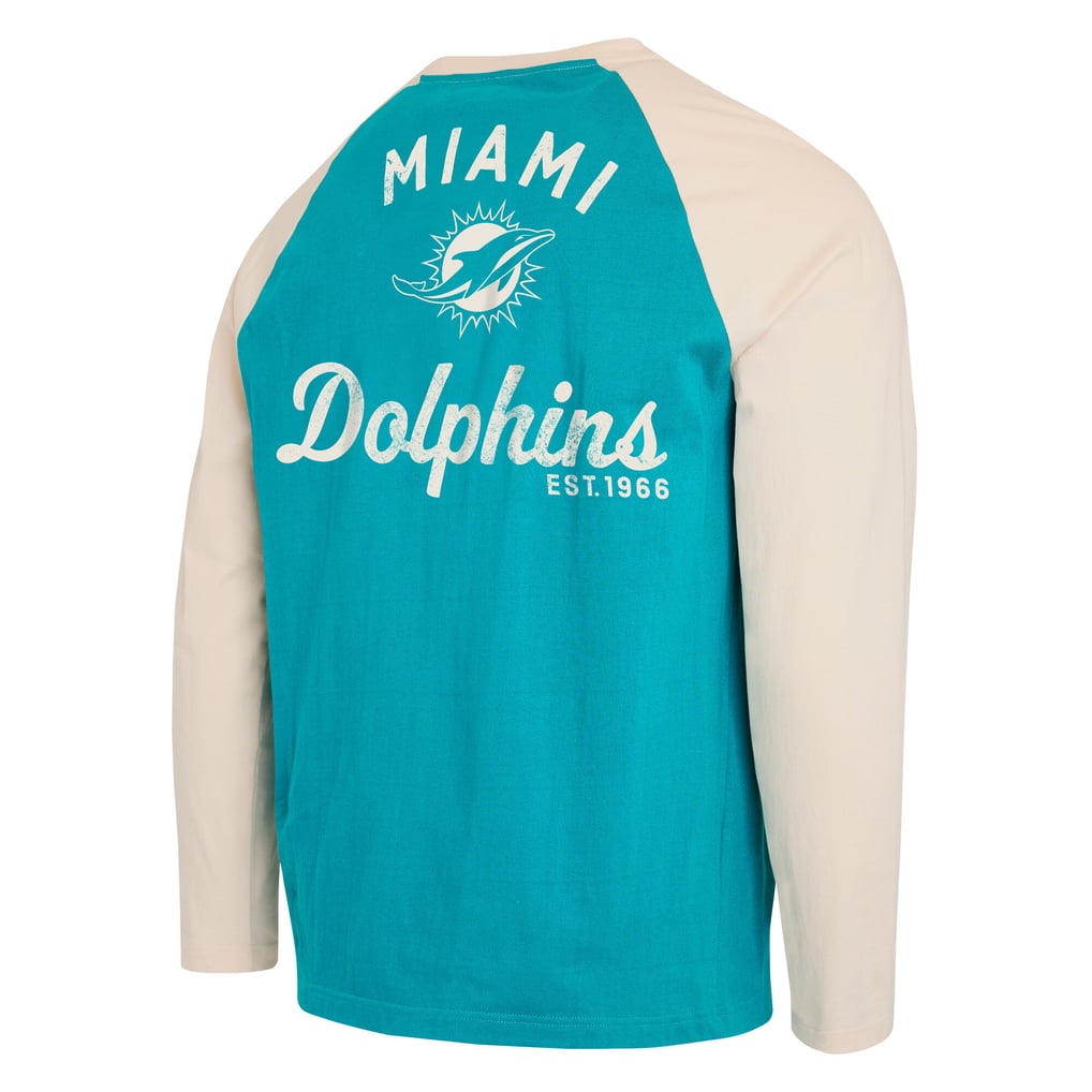 Miami Dolphins Darius Rucker Collection by Fanatics Henley Long Sleeve T-Shirt - Aqua/Cream