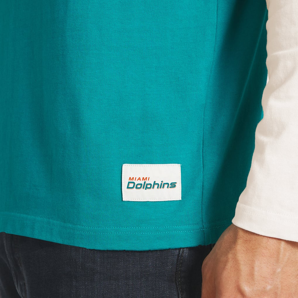Miami Dolphins Darius Rucker Collection by Fanatics Henley Long Sleeve T-Shirt - Aqua/Cream