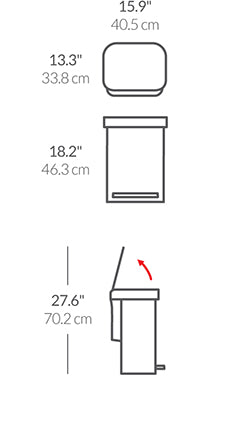 30L rectangular step can with liner pocket dimensions