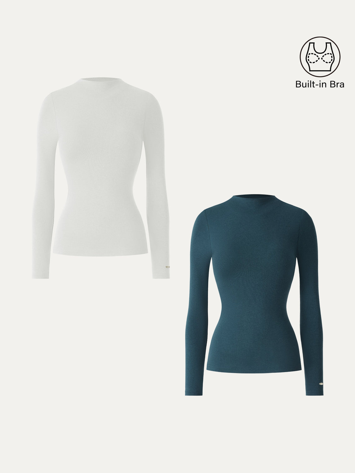 LiteWarm Mockneck Long Sleeve Built-In Bra Top 3.0