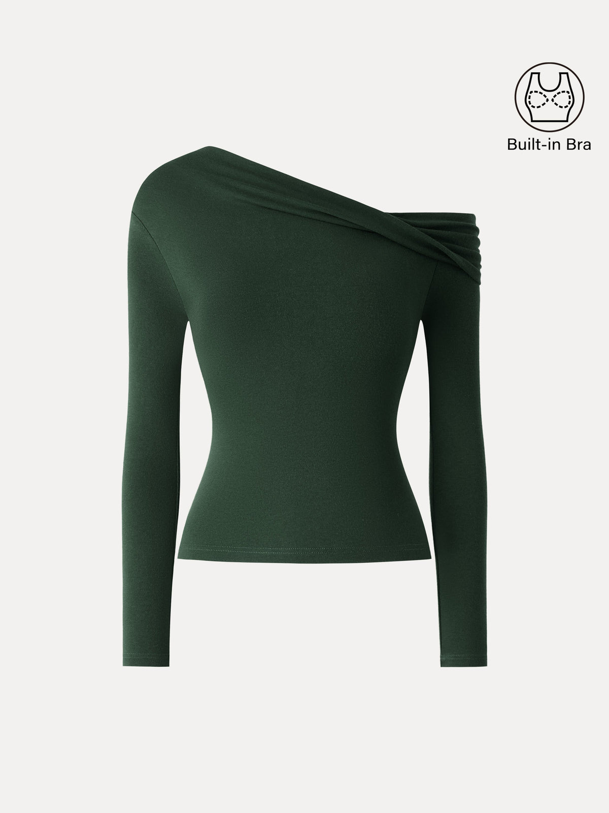 LiteWarm Convertible Neck Long Sleeve Built-In Bra Top
