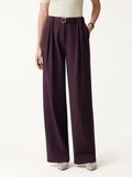 Stretch Ponte High-Rise Belted Wide-Leg Pants with Pockets