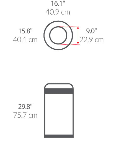 60L Bullet Open Can (CB) dimensions