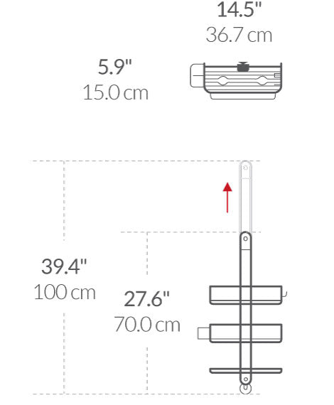 Large Adjustable Shower Caddy dimensions