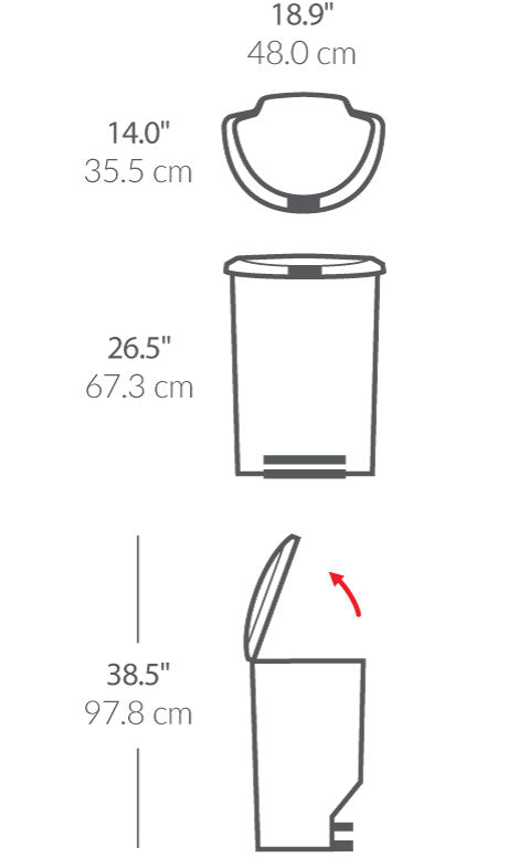 50L Semi-Round Hybrid Step Can dimensions