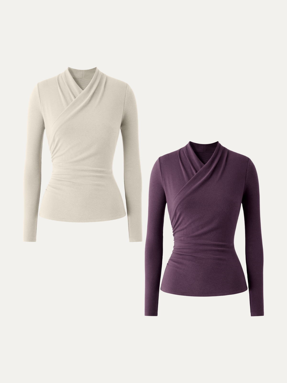 LiteWarm Surplice Long Sleeve Ruched Top