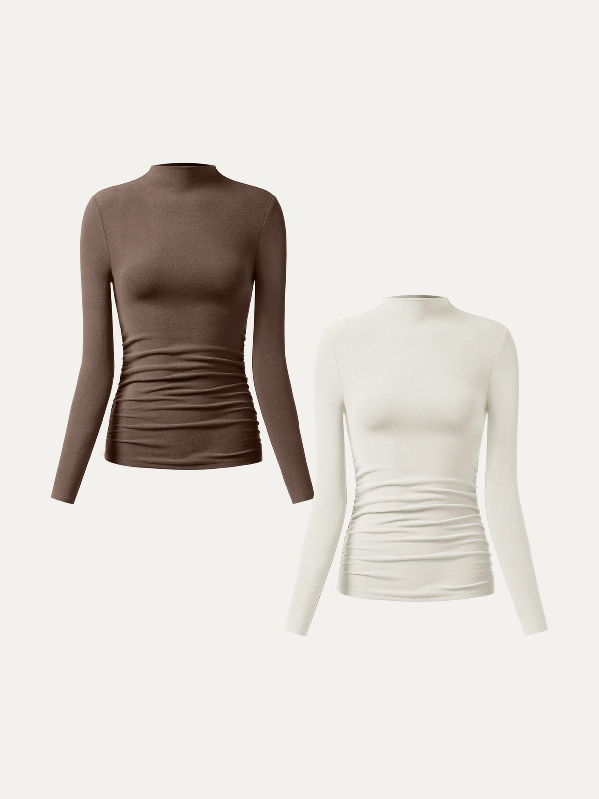 ProWarm Ruched Sides Tuckable Mockneck Top