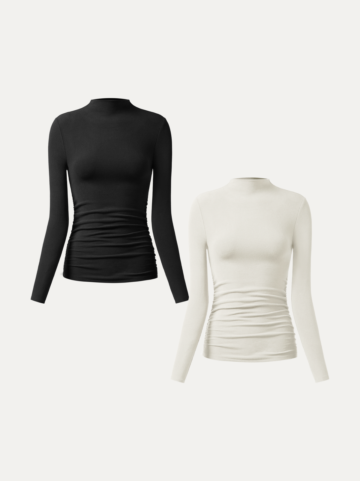 ProWarm Ruched Sides Tuckable Mockneck Top