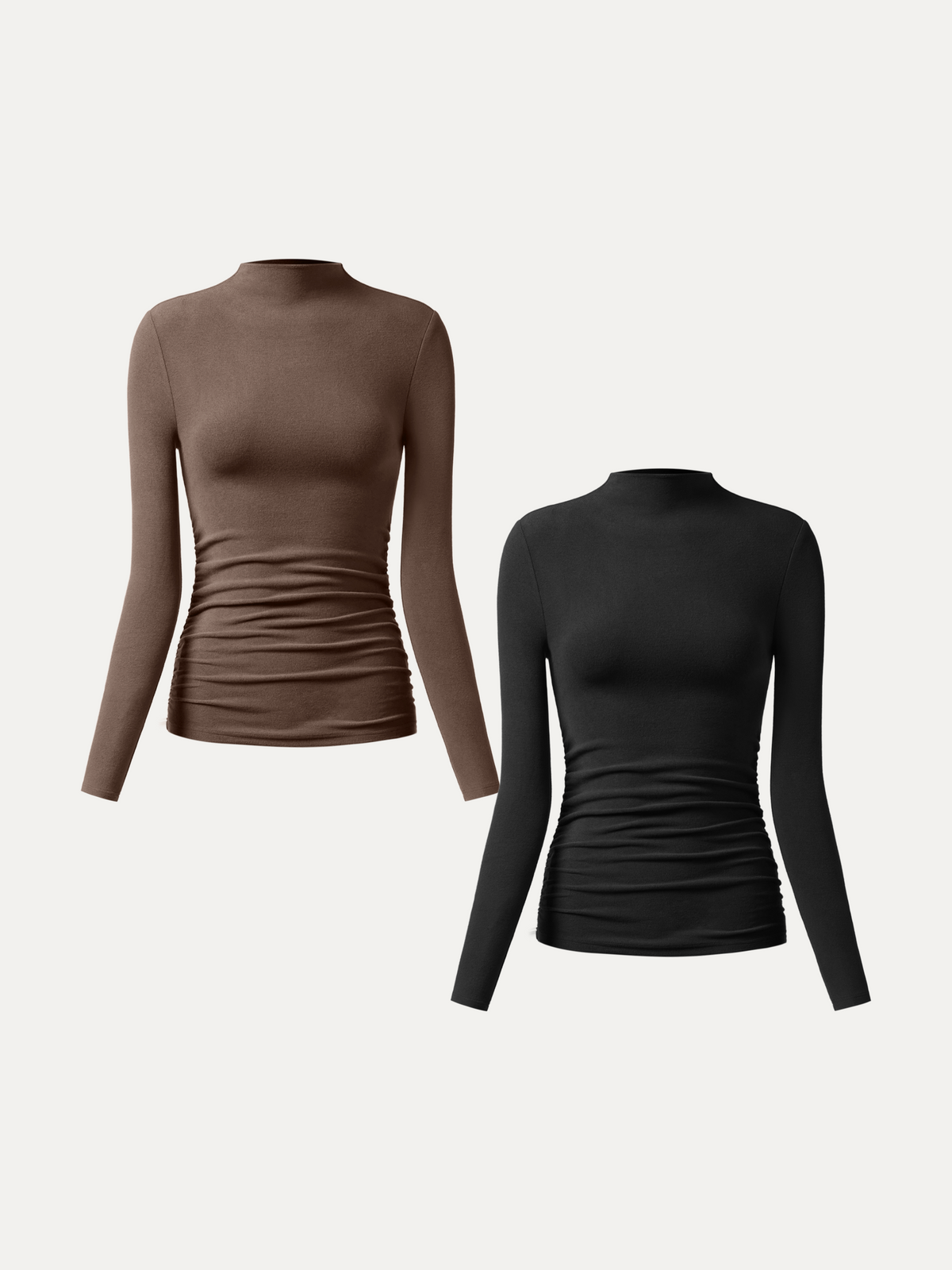 ProWarm Ruched Sides Tuckable Mockneck Top
