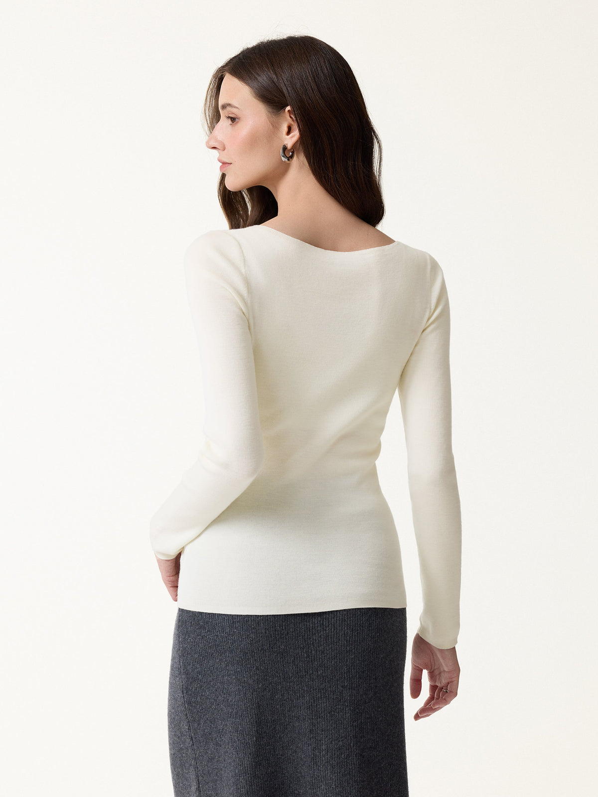 100% Merino Wool Semi-Sheer Boat Neck Sweater