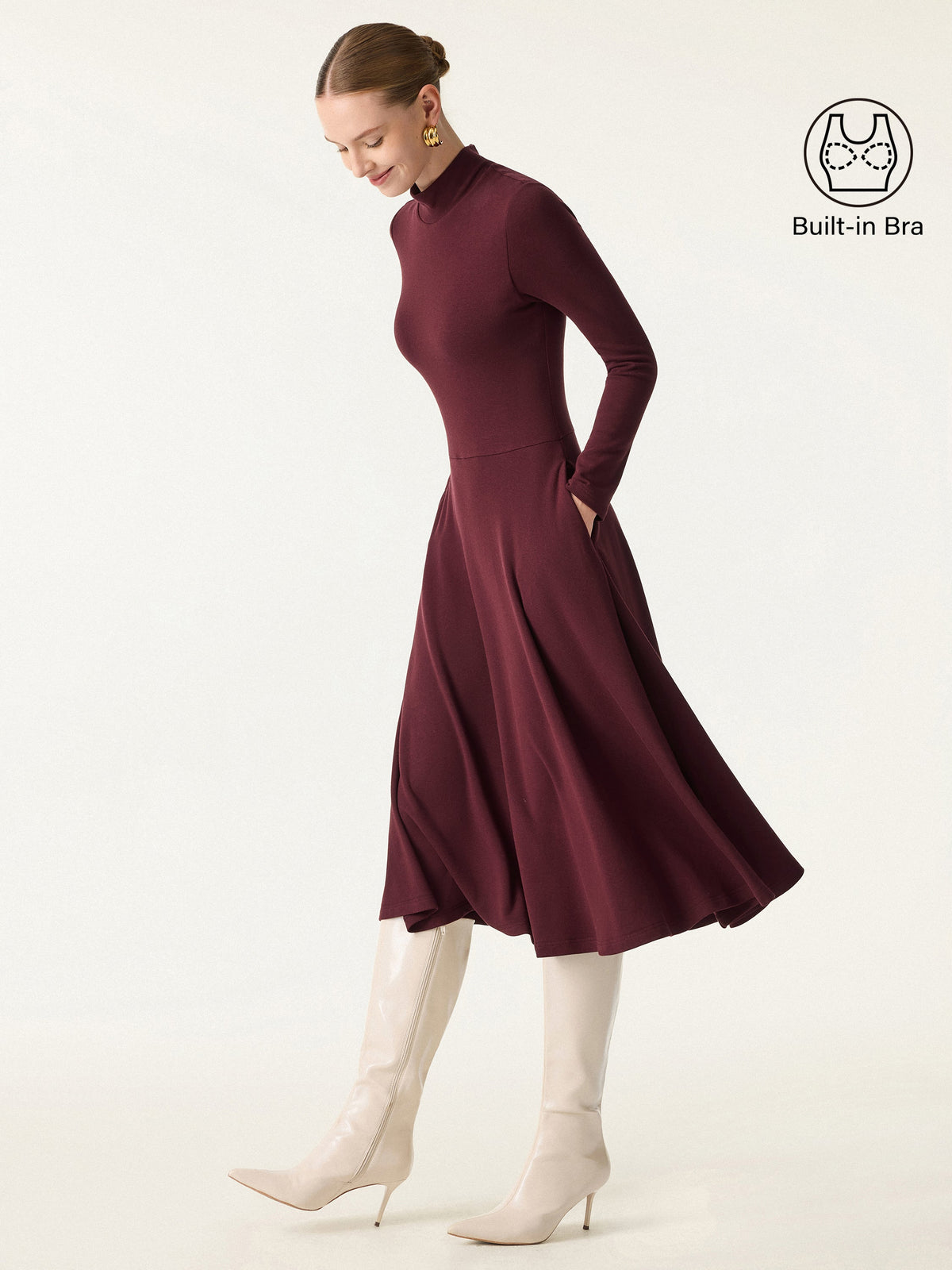 ProWarm Mockneck Midi Built-In Bra Dress 3.0 with Pockets