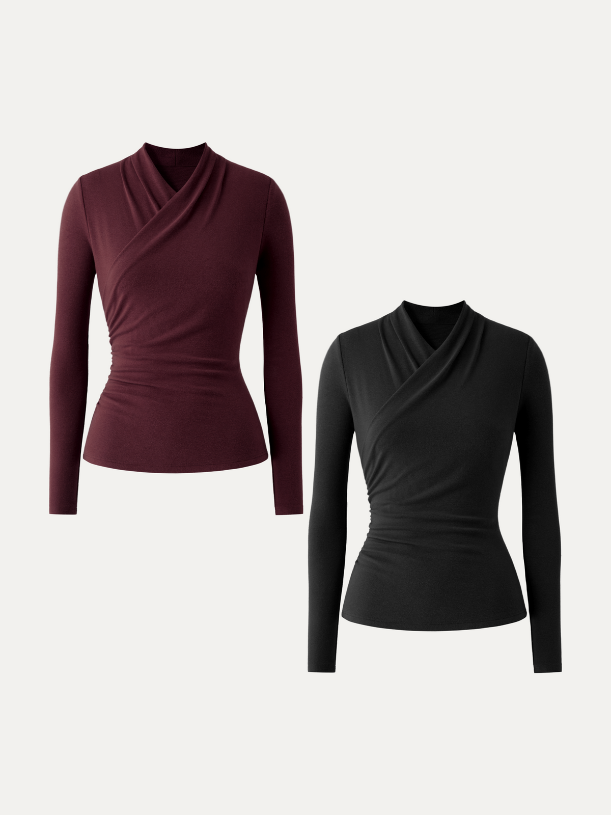 LiteWarm Surplice Long Sleeve Ruched Top