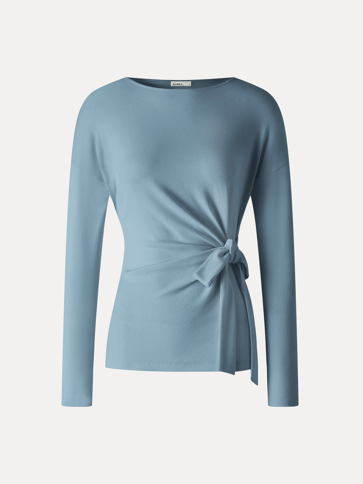 LiteWarm Boatneck Long Sleeve Tie-Waist Top