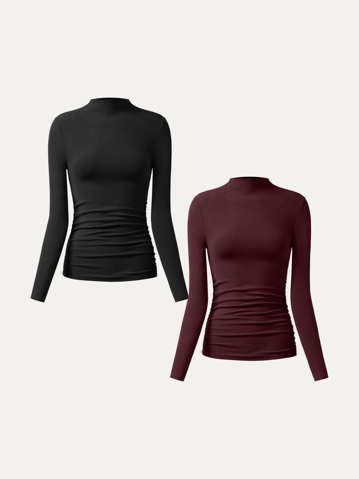 ProWarm Ruched Sides Tuckable Mockneck Top