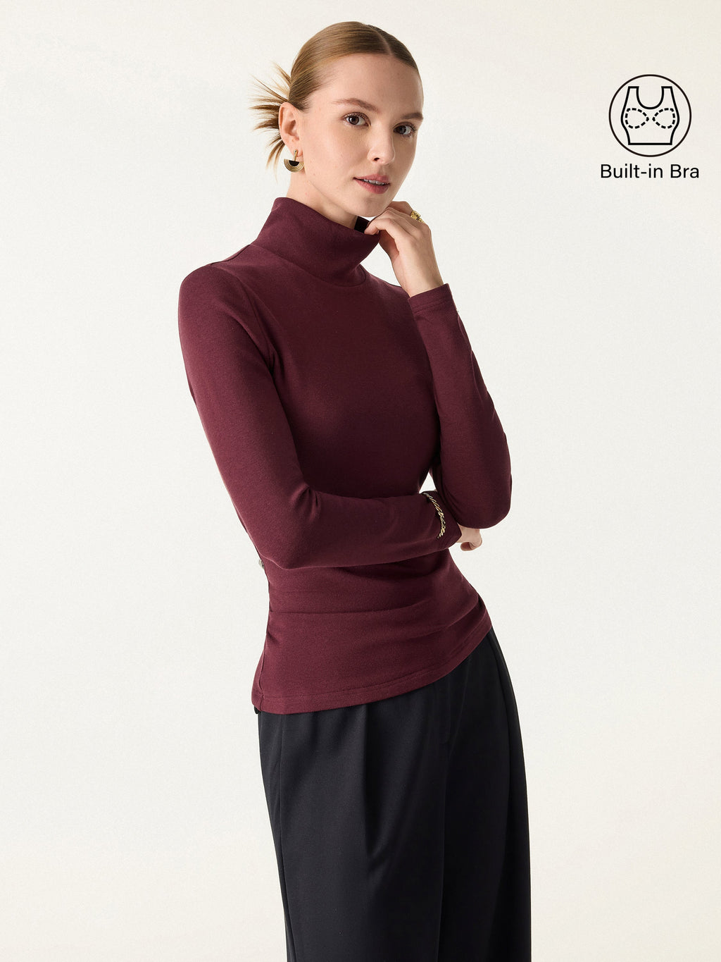 ProWarm Turtleneck Long Sleeve Built-In Bra Top 3.0