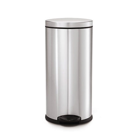 studio 30 litre round step can, brushed stainless steel