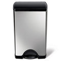 studio 38 litre rectangular step can, brushed stainless steel plastic lid