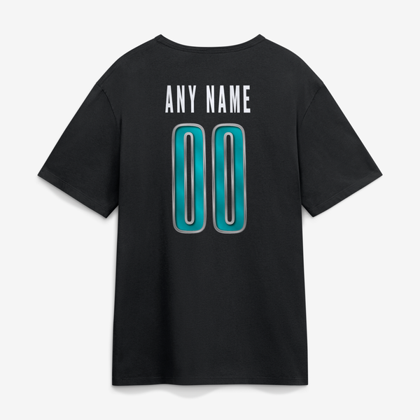 Miami Dolphins Big & Tall Forged Mascot Personalized Name & Number T-Shirt - Black