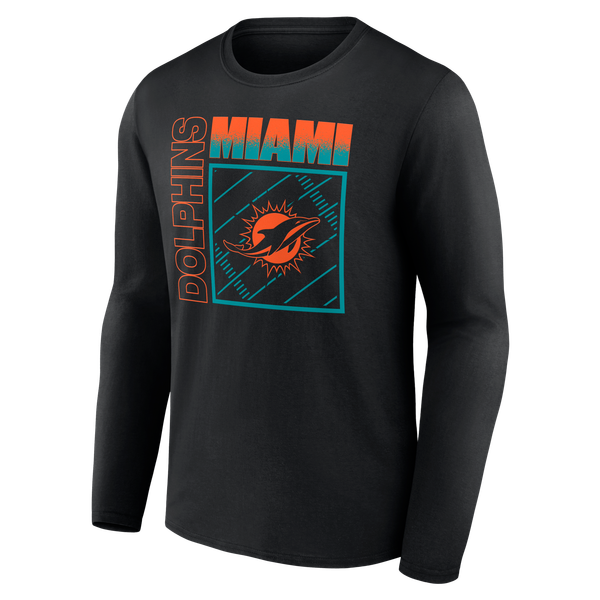 Miami Dolphins Home Field Pop Personalized Name & Number Long Sleeve T-Shirt - Black