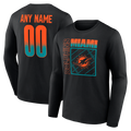 Miami Dolphins Home Field Pop Personalized Name & Number Long Sleeve T-Shirt - Black