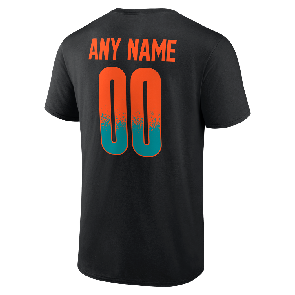 Miami Dolphins  Home Field Pop Personalized Name & Number T-Shirt - Black