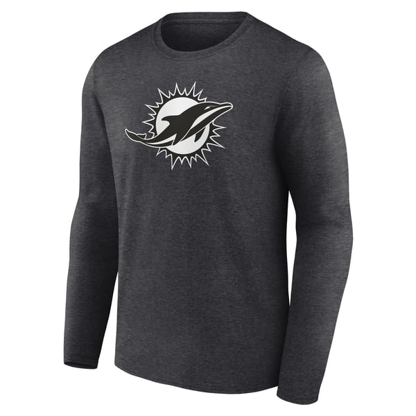 Miami Dolphins Personalized Name & Number Monochrome Long Sleeve T-Shirt - Charcoal