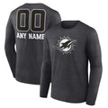 Miami Dolphins Personalized Name & Number Monochrome Long Sleeve T-Shirt - Charcoal