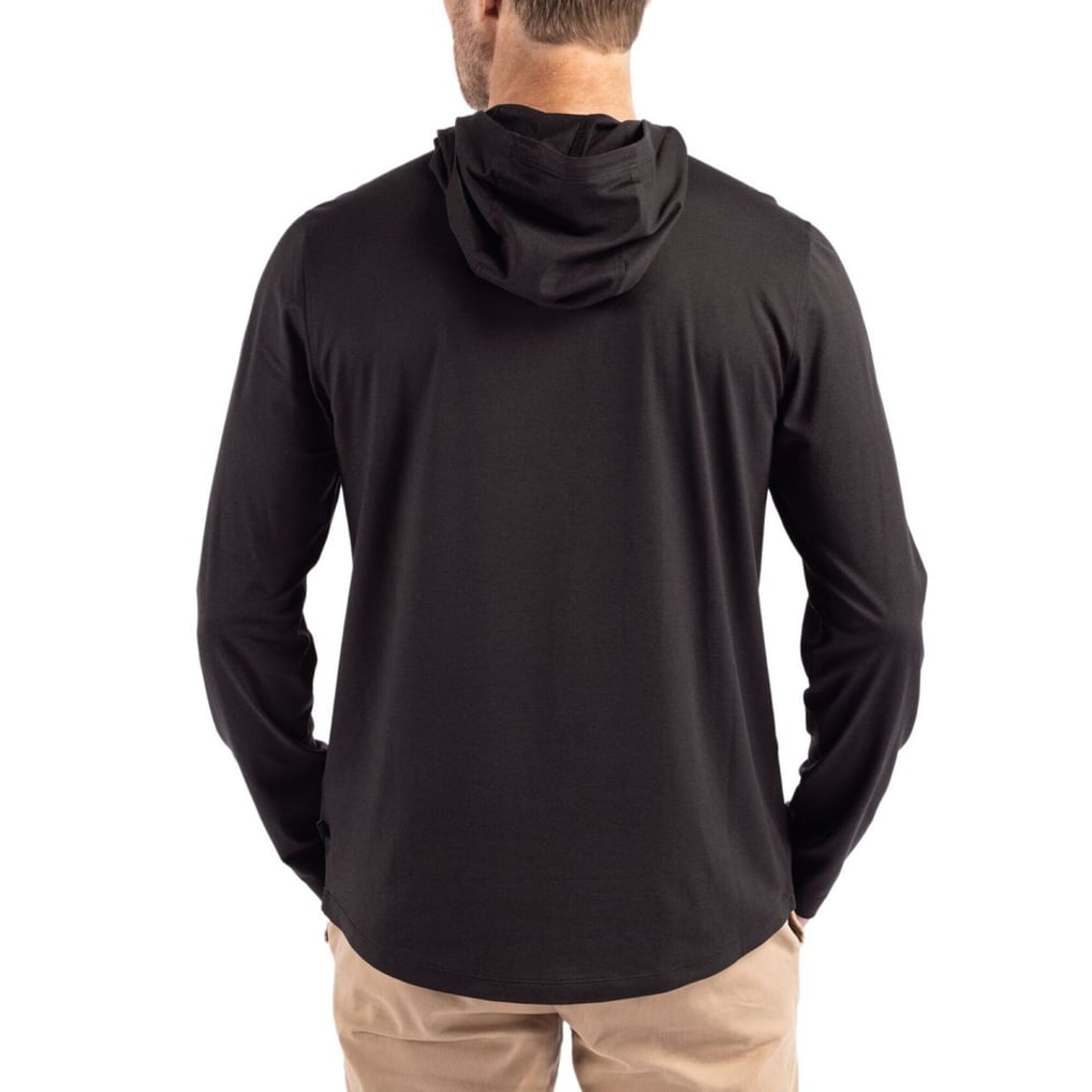 Miami Dolphins Cutter & Buck Coastline Epic Comfort Eco Recycled Long Sleeve Hoodie T-Shirt - Black