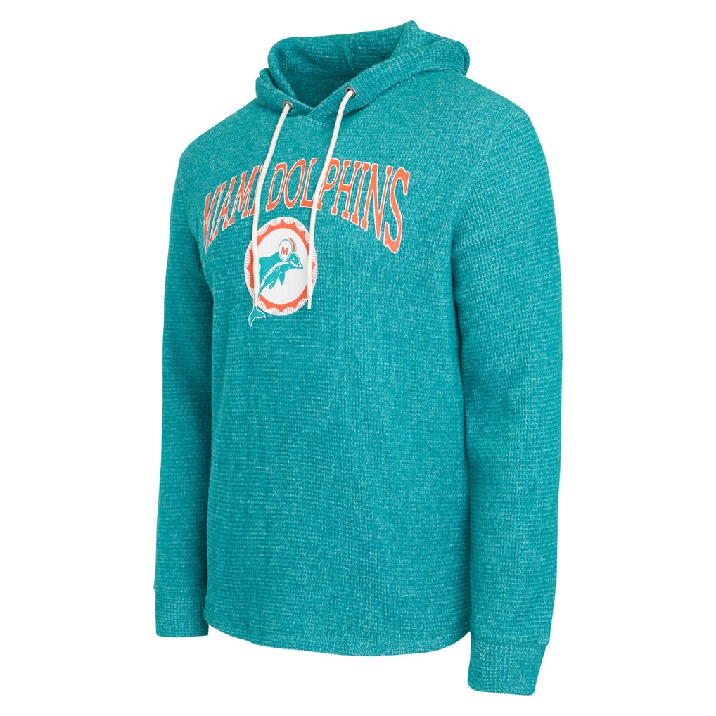 Miami Dolphins Darius Rucker Collection by Fanatics Waffle Knit Hooded Tri-Blend Long Sleeve T-Shirt - Aqua