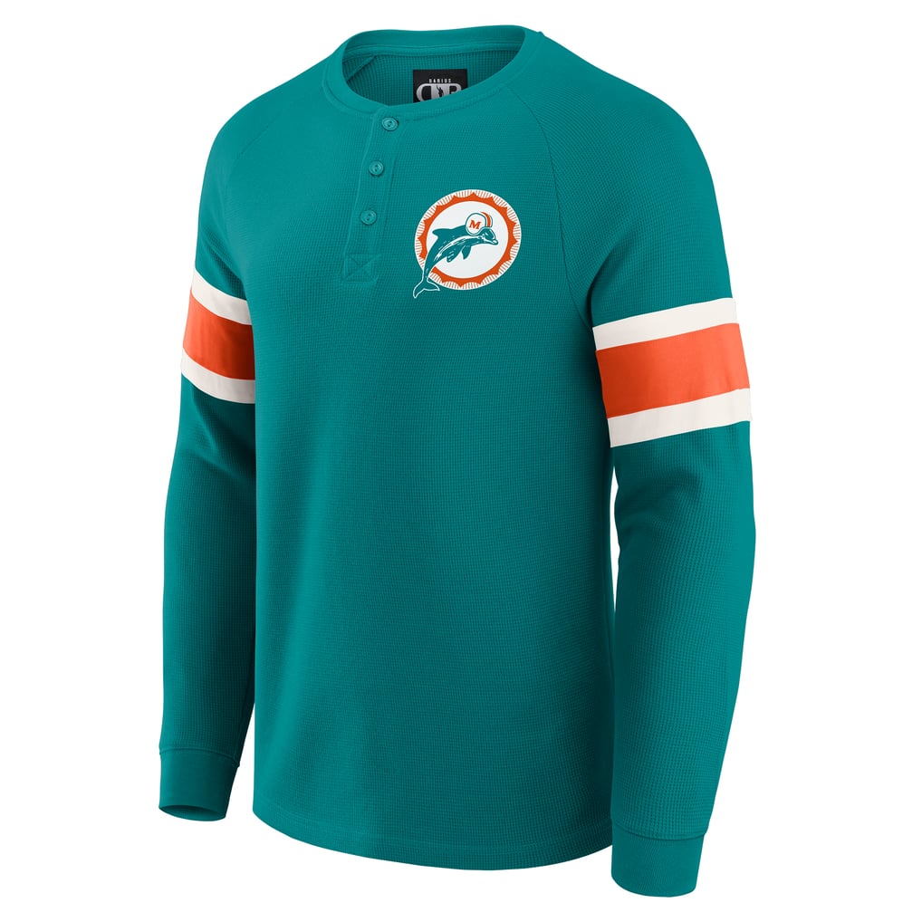 Miami Dolphins Darius Rucker Collection by Fanatics Waffle-Knit Raglan Long Sleeve Henley T-Shirt - Aqua