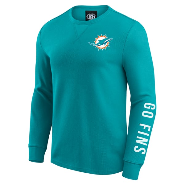 Miami Dolphins Darius Rucker Collection by Fanatics Washed Waffle-Knit Long Sleeve T-Shirt - Aqua