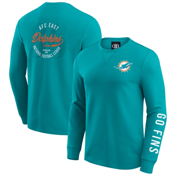 Miami Dolphins Darius Rucker Collection by Fanatics Washed Waffle-Knit Long Sleeve T-Shirt - Aqua
