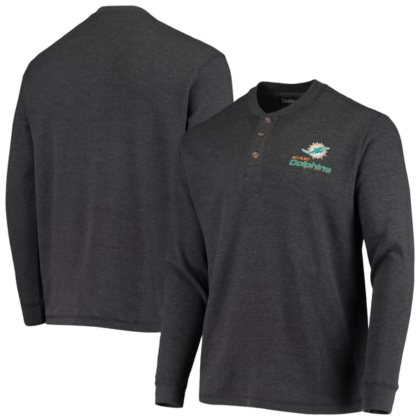 Miami Dolphins Dunbrooke Logo Maverick Thermal Henley Long Sleeve T-Shirt - Charcoal
