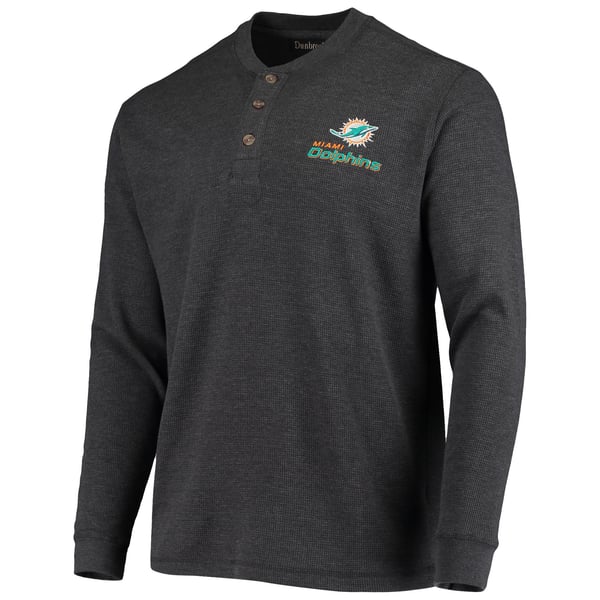 Miami Dolphins Dunbrooke Logo Maverick Thermal Henley Long Sleeve T-Shirt - Charcoal