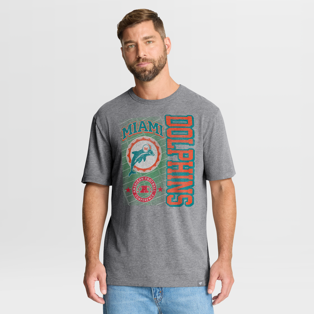 Miami Dolphins Fanatics Tribute Direct Handoff Tri-Blend T-Shirt - Heather Gray
