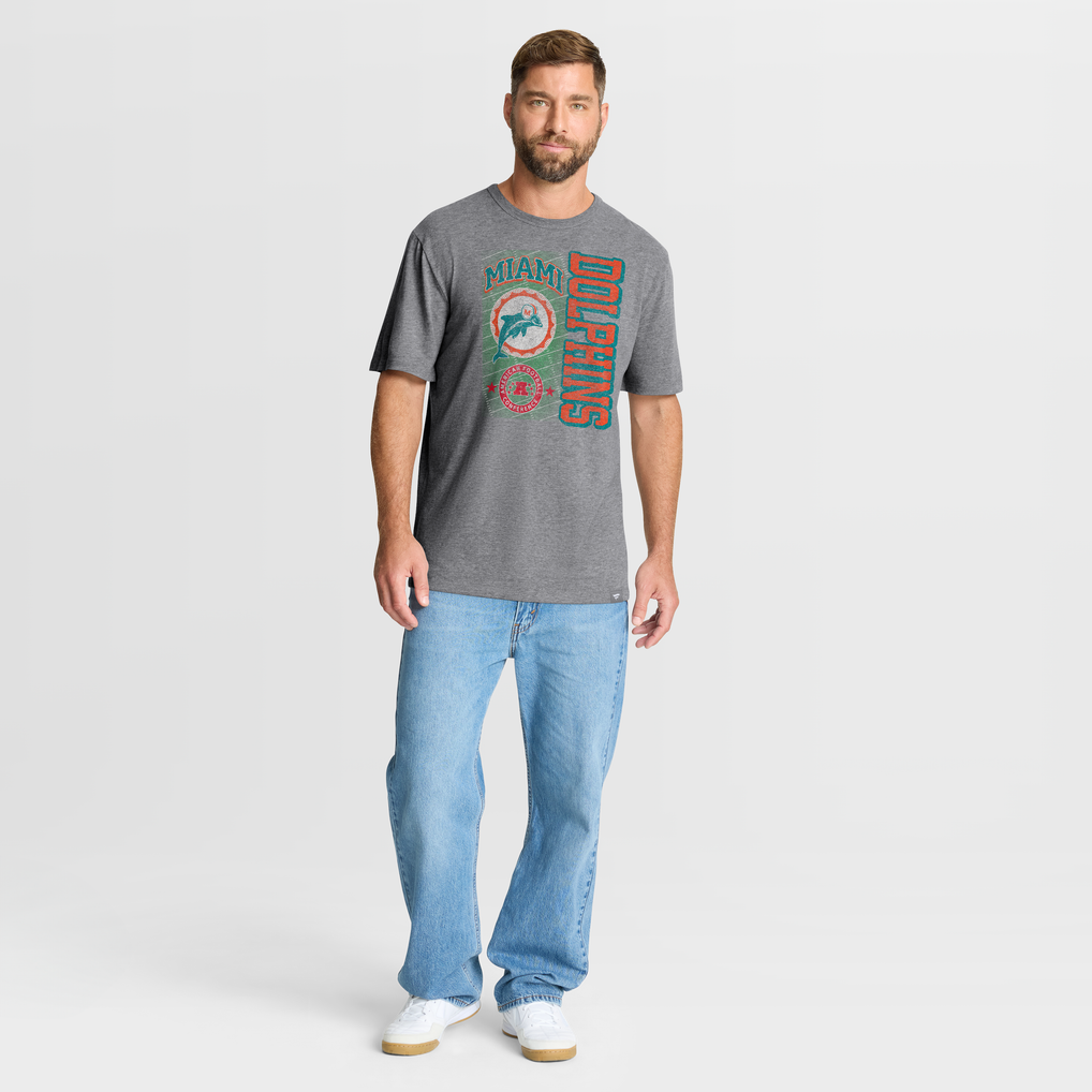 Miami Dolphins Fanatics Tribute Direct Handoff Tri-Blend T-Shirt - Heather Gray