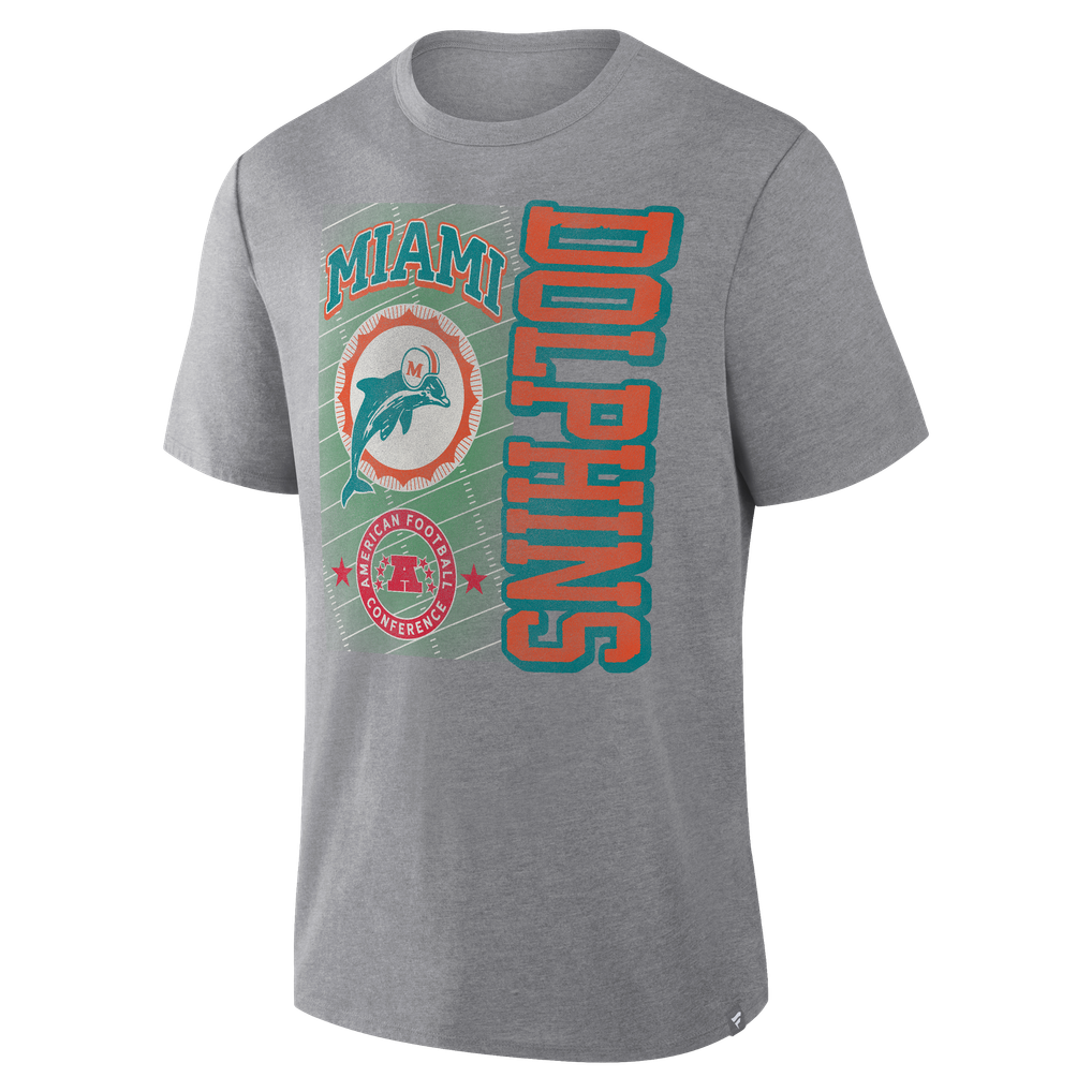 Miami Dolphins Fanatics Tribute Direct Handoff Tri-Blend T-Shirt - Heather Gray