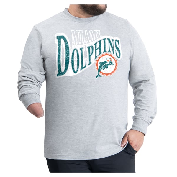 Miami Dolphins G-III Sports by Carl Banks Adaptive Twisted Team Graphics Long Sleeve T-Shirt - Gray