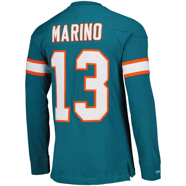 Dan Marino Miami Dolphins Mitchell & Ness Throwback Retired Player Name & Number Long Sleeve Top - Aqua