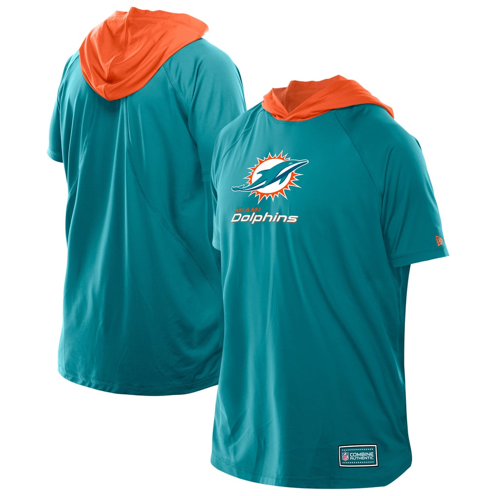  Miami Dolphins New Era Combine Authentic Hooded Raglan Short-Sleeve T-Shirt - Aqua