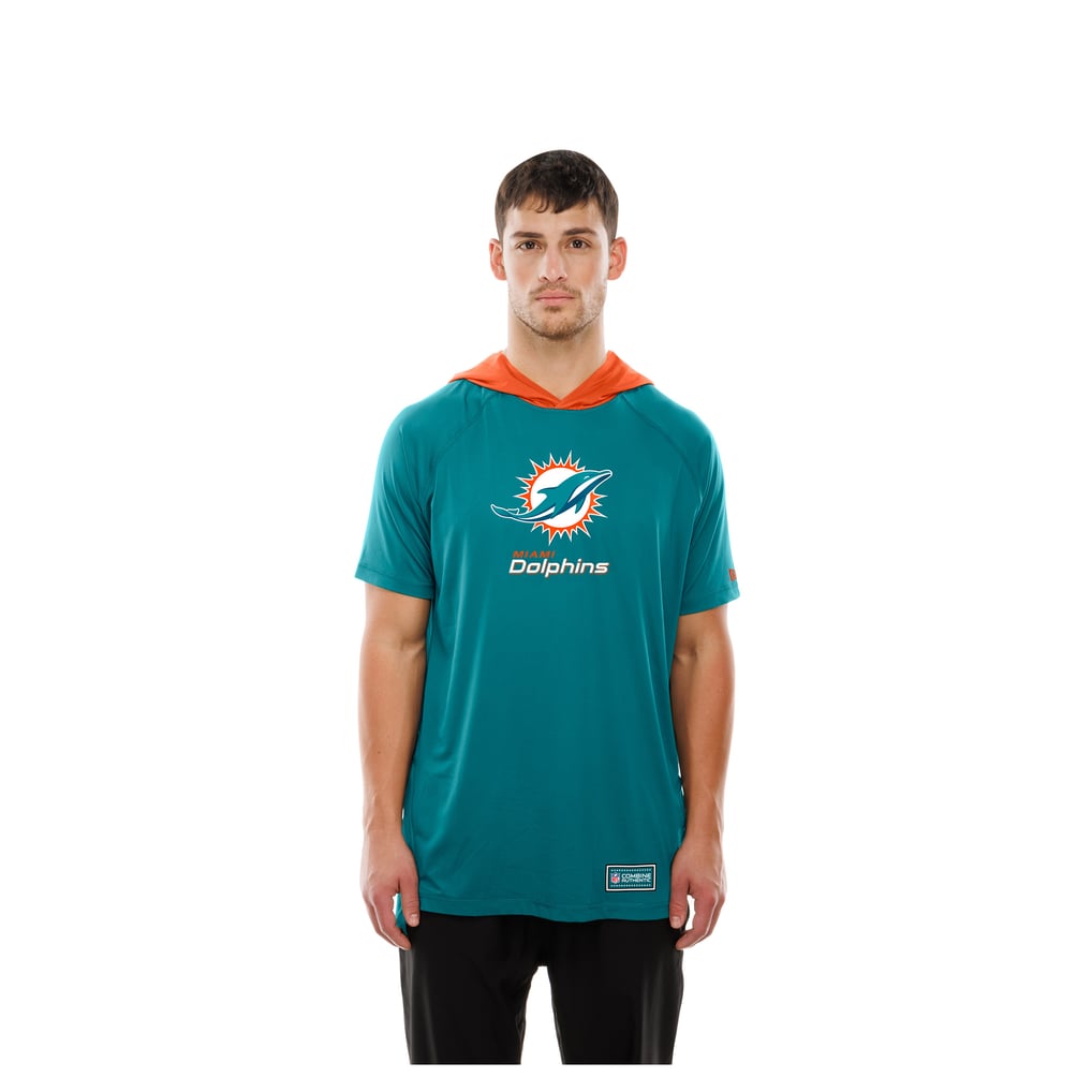  Miami Dolphins New Era Combine Authentic Hooded Raglan Short-Sleeve T-Shirt - Aqua