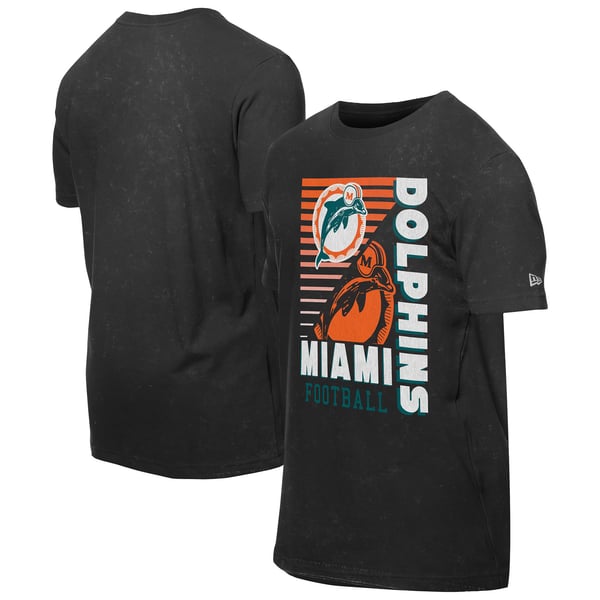 Miami Dolphins New Era Retro Logo Enzyme Washed Oversized T-Shirt - Black