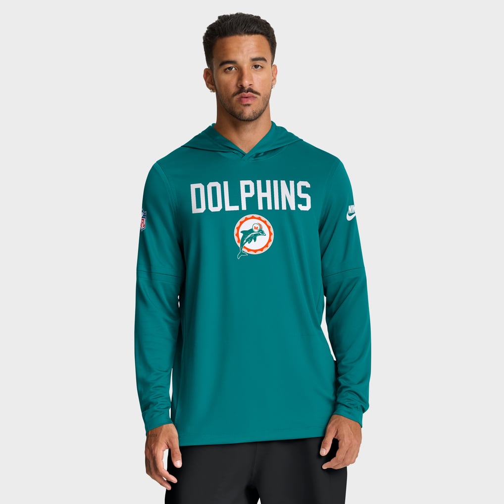 Miami Dolphins Nike Big & Tall Alt Pack Dri-FIT Long Sleeve Hoodie T-Shirt  - Aqua