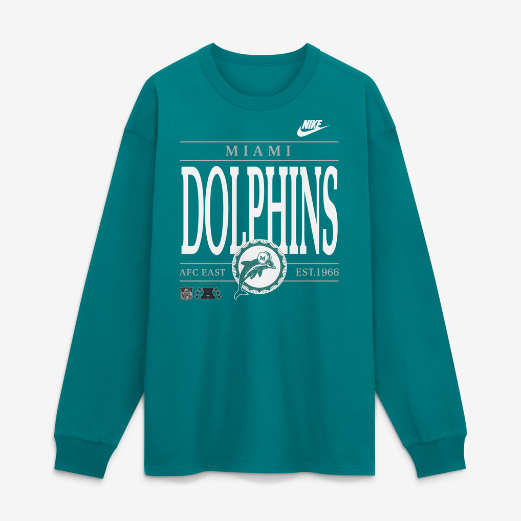 Miami Dolphins Nike Red Zone Long Sleeve Max90 T-Shirt - Aqua