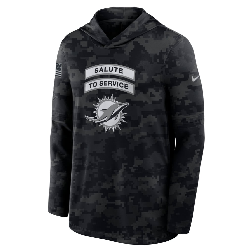  Miami Dolphins Nike 2026 Salute to Service Sideline Lightweight Hooded Dri-FIT Long Sleeve Top - Black