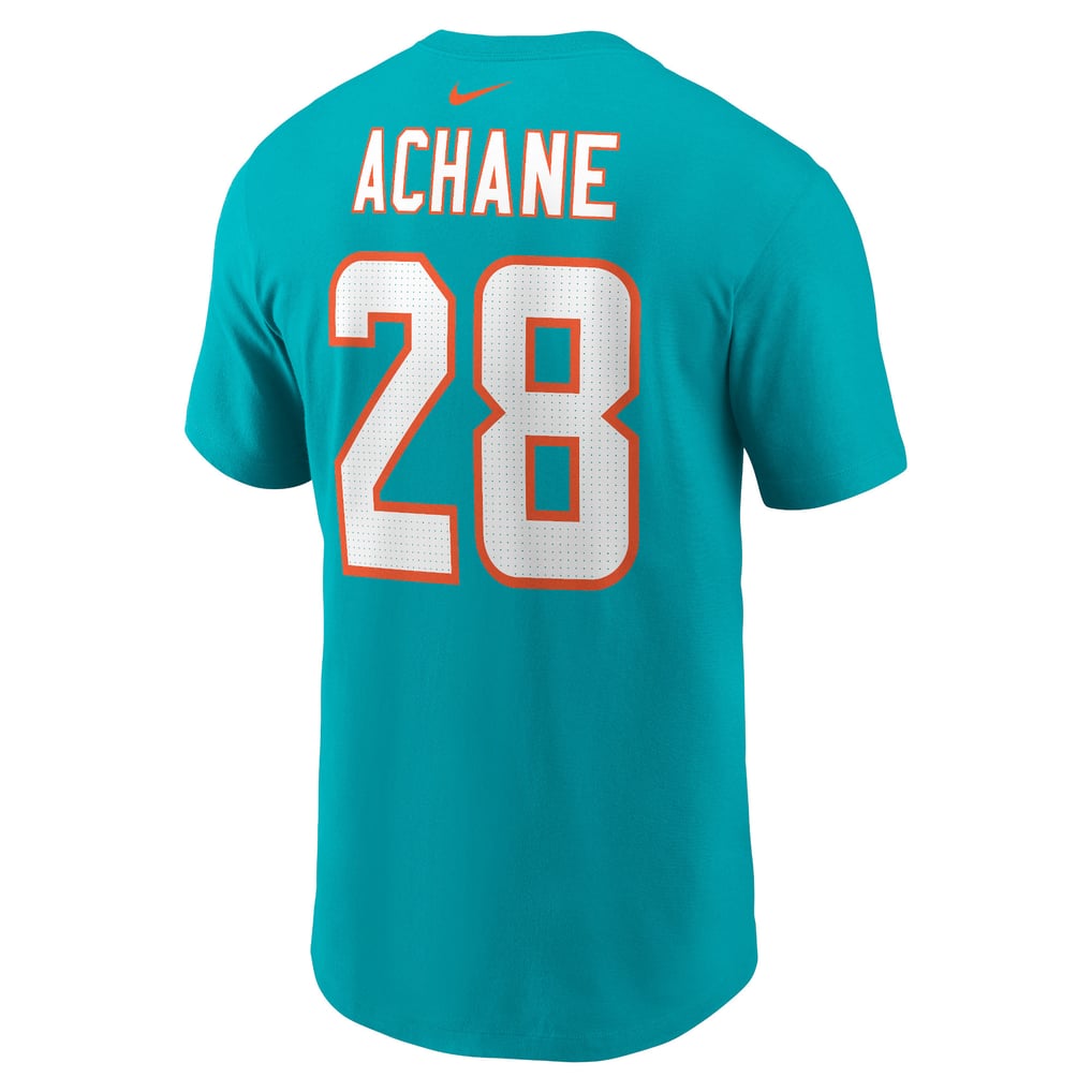 De’Von Achane Miami Dolphins Nike Name & Number T-Shirt - Aqua