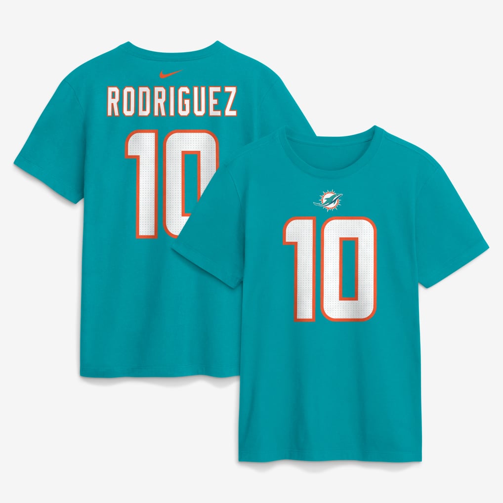 Jacob Rodriguez Miami Dolphins Nike Name & Number T-Shirt - Aqua