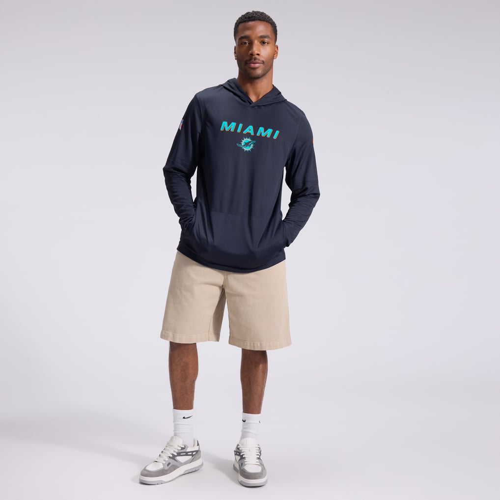  Miami Dolphins Nike Rivalries Collection Sideline Lightweight Hooded Long Sleeve Top - Navy